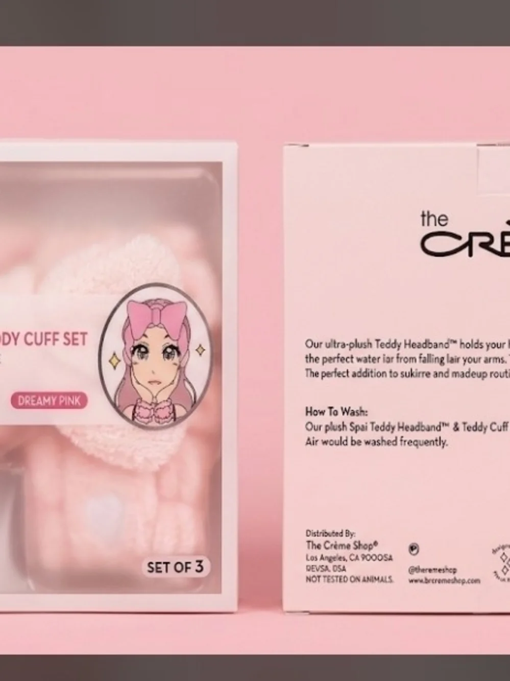 Créme Shop Dreamy Pink Teddy Headband & Cuff Set-NIB!